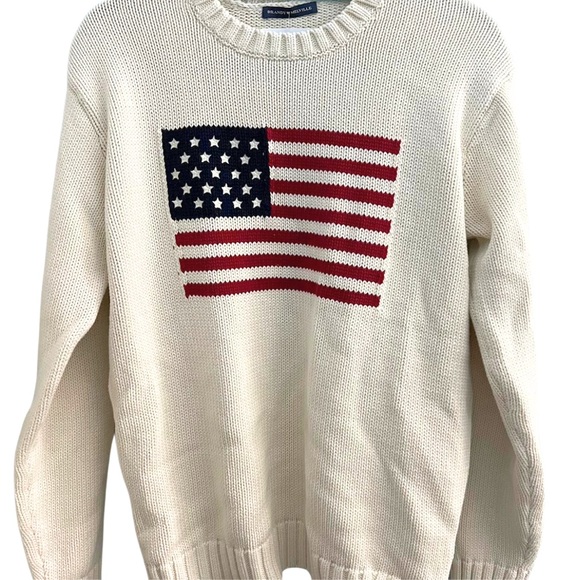 Brandy Melville American Flag Knit Sweater Oversized Pullover White - Picture 3 of 8